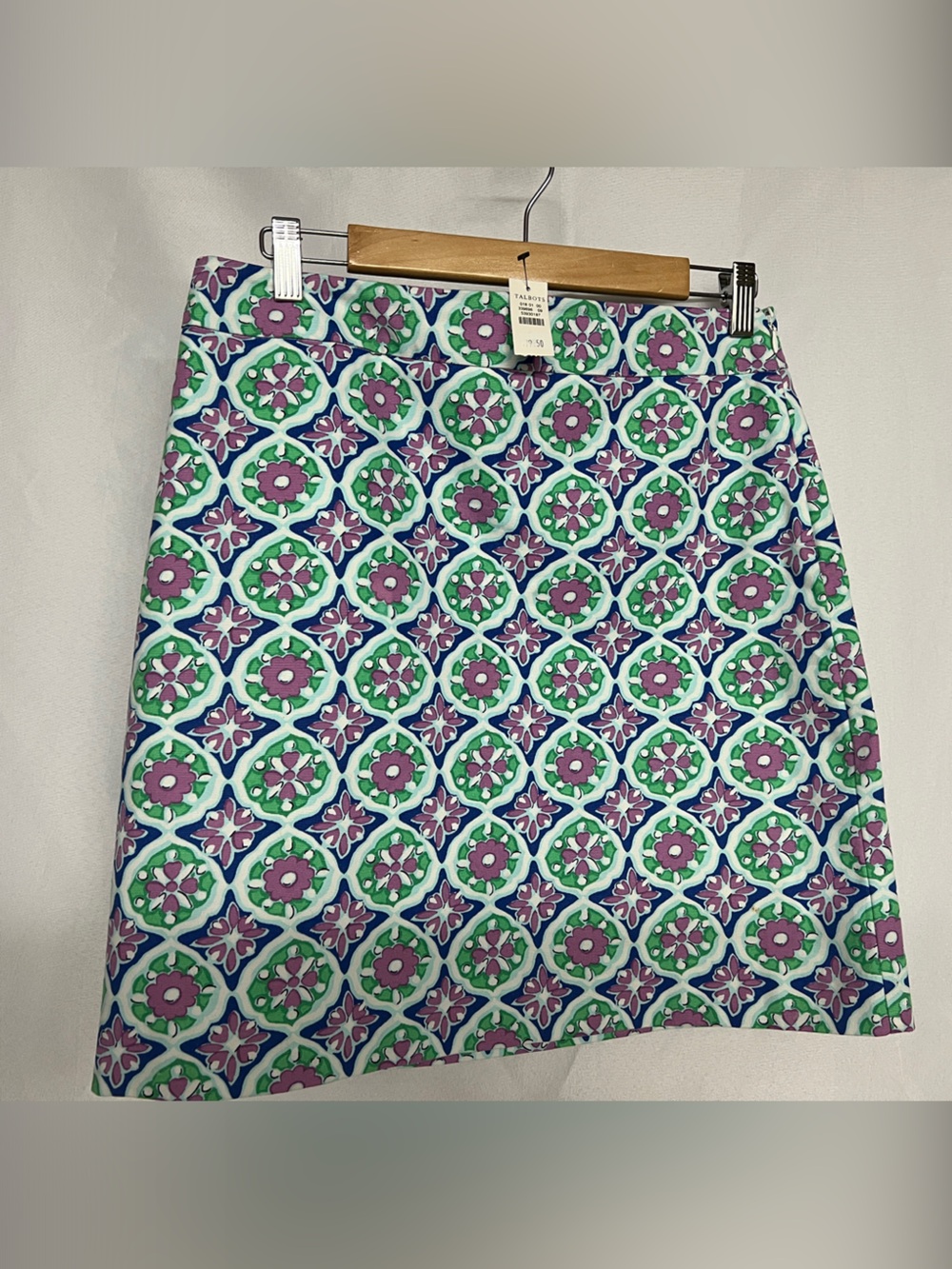 Talbots Blue, Green & Purple Floral Geometric Mini Lining Skirt Size 6 - Picture 2 of 11